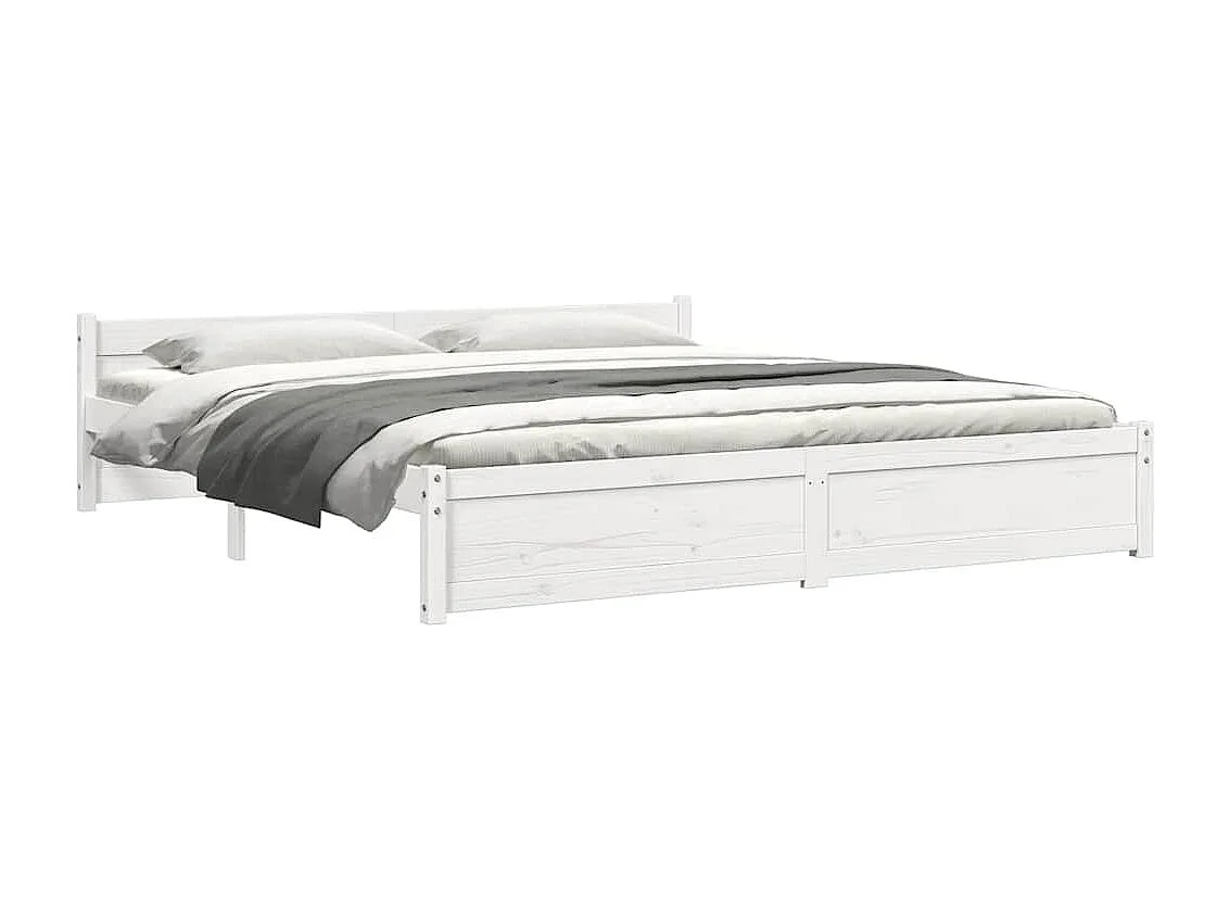 Cadre de lit sans matelas blanc bois massif 180x200 cm