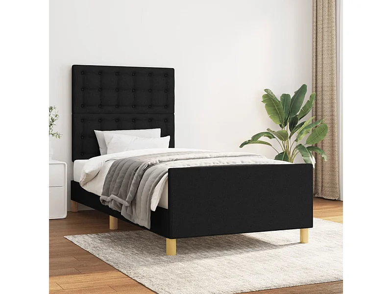 Struttura letto senza materasso con testiera nera 90x200 cm tessuto