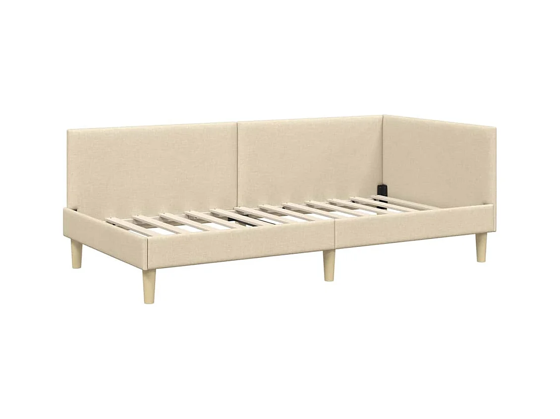 Ander hoekbedframe met hoofdbord crème 90 x 200 cm