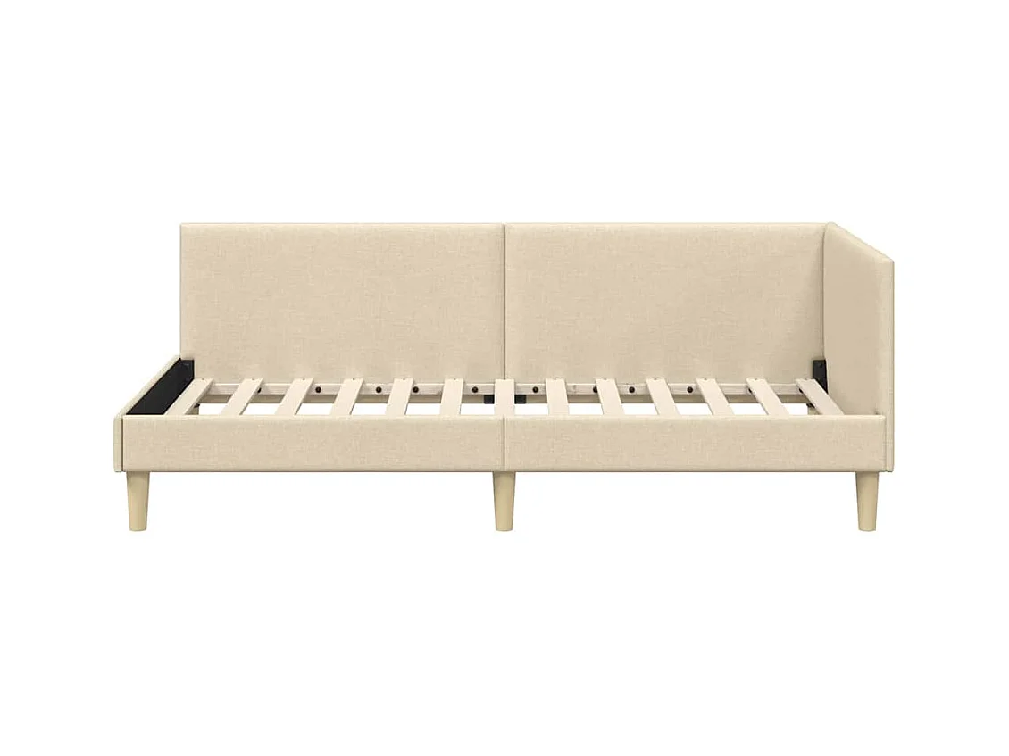 Ander hoekbedframe met hoofdbord crème 90 x 200 cm