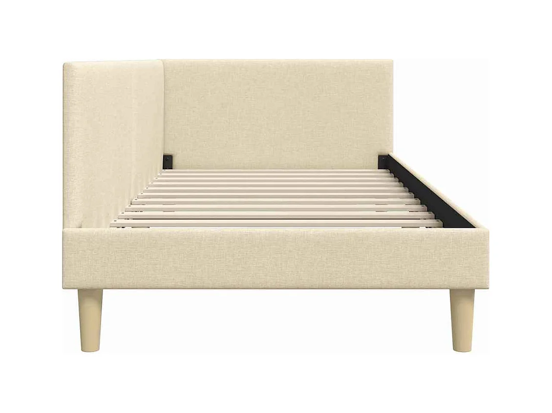 Ander hoekbedframe met hoofdbord crème 90 x 200 cm