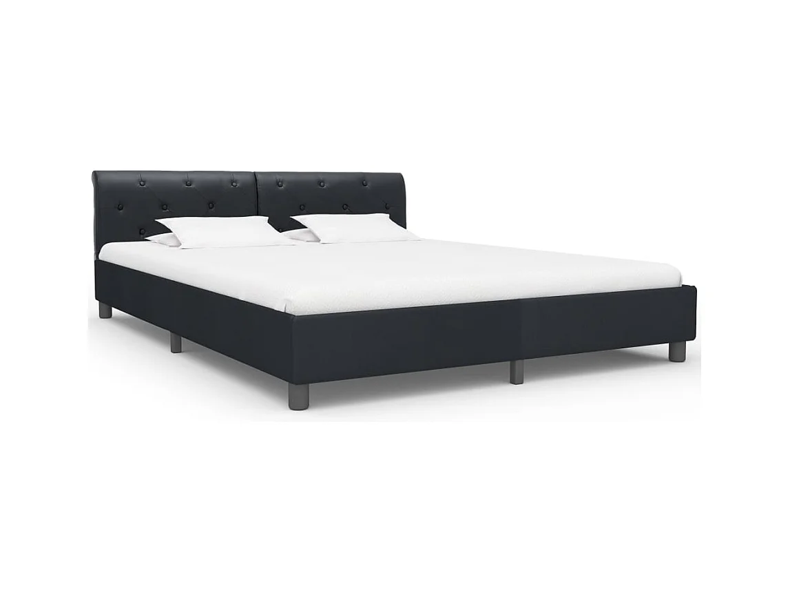 Struttura letto in similpelle nera 160 x 200 cm