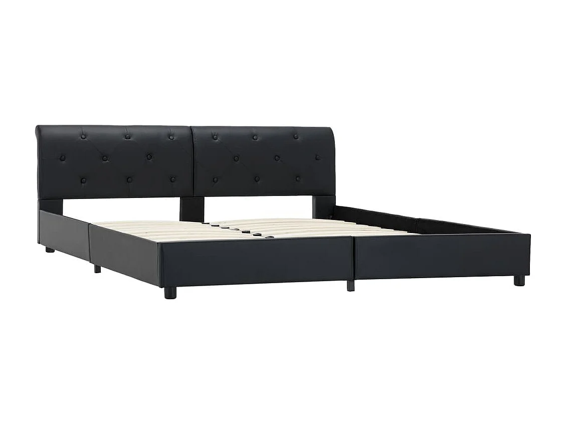 Struttura letto in similpelle nera 160 x 200 cm