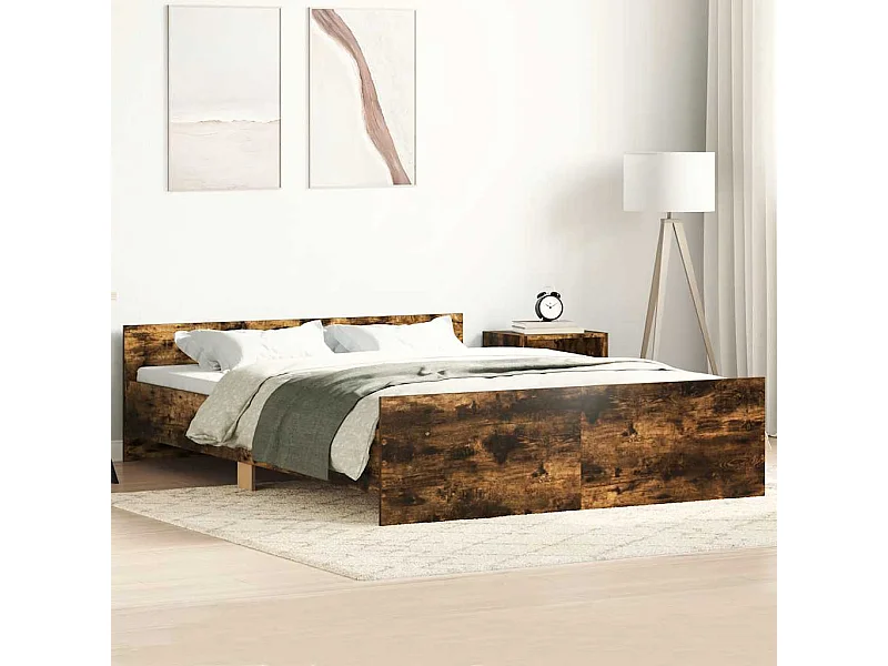 Bedframe zonder matras gerookt eiken 135x190 cm