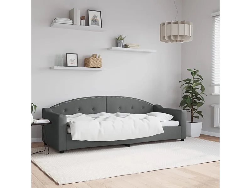 Lit de repos sans matelas gris foncé 80x200 cm tissu