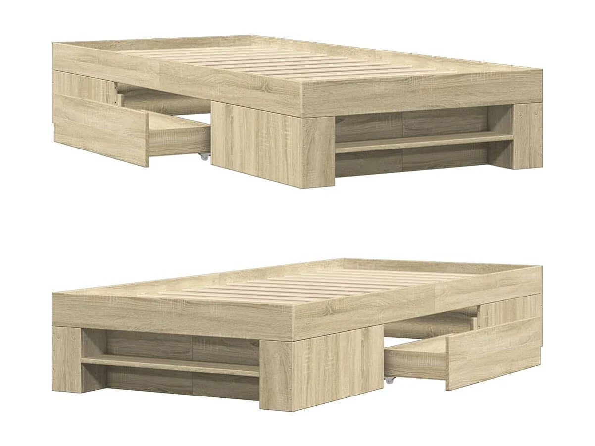 Struttura letto senza materasso Rovere Sonoma 90x190 cm