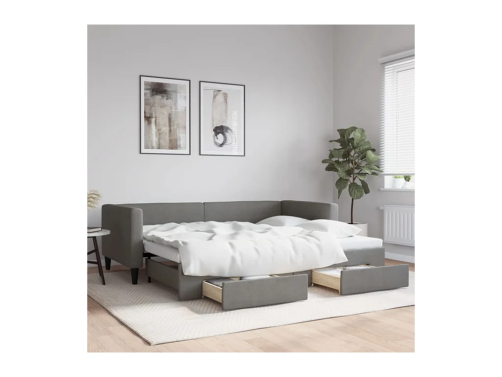 Cama de día con nido y cajones sin colchón 90x200 cm