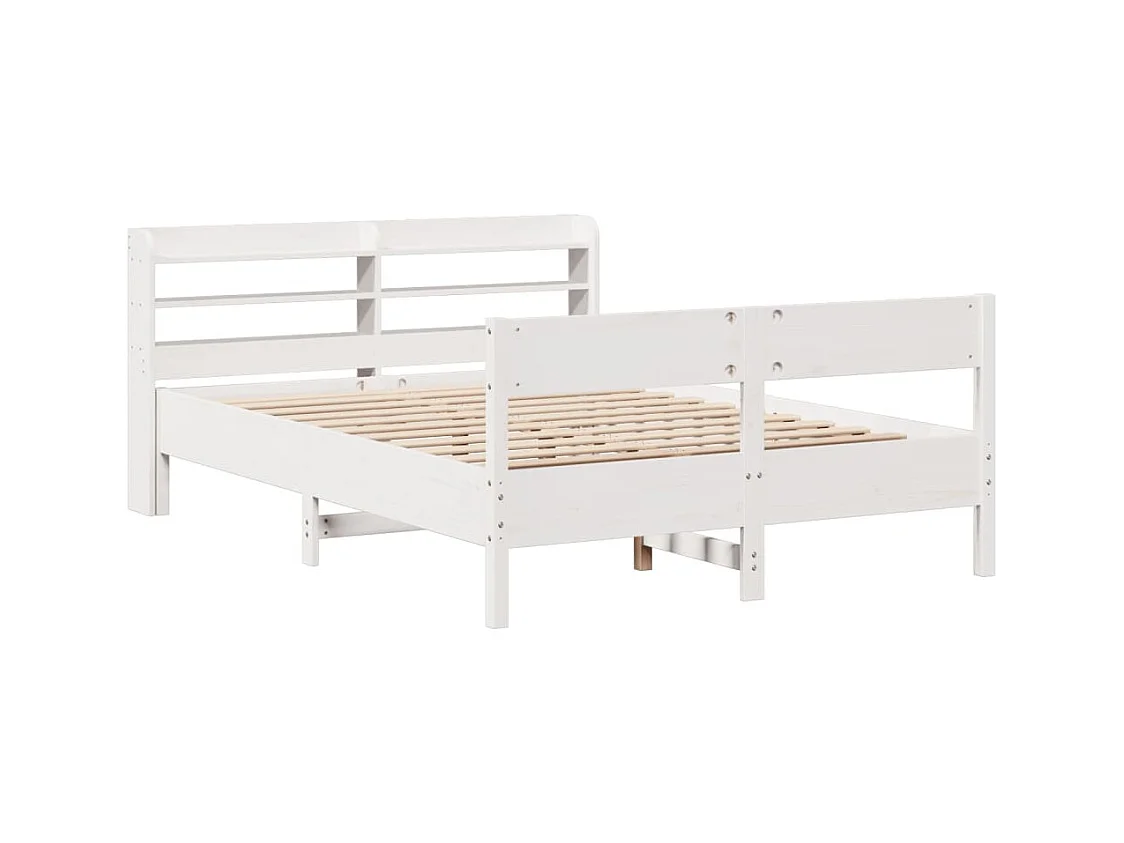 Estructura de cama sin colchón blanca 135x190 cm madera maciza de pino
