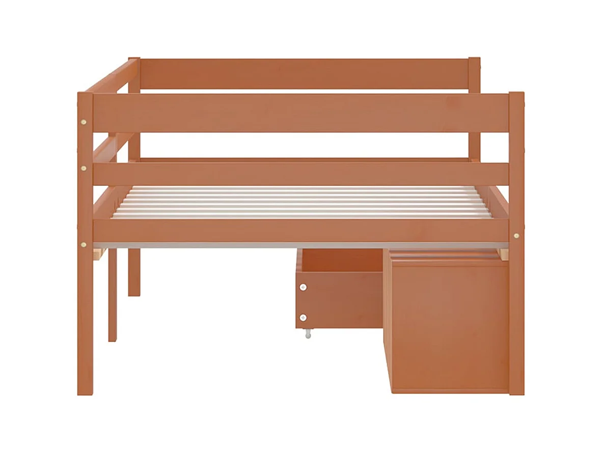 Estructura de cama con almacenaje sin colchón marrón miel 90x200 cm