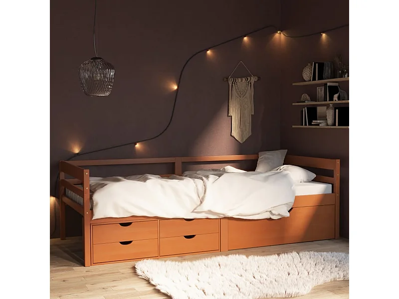 Struttura letto con contenitore senza materasso marrone miele 90x200 cm
