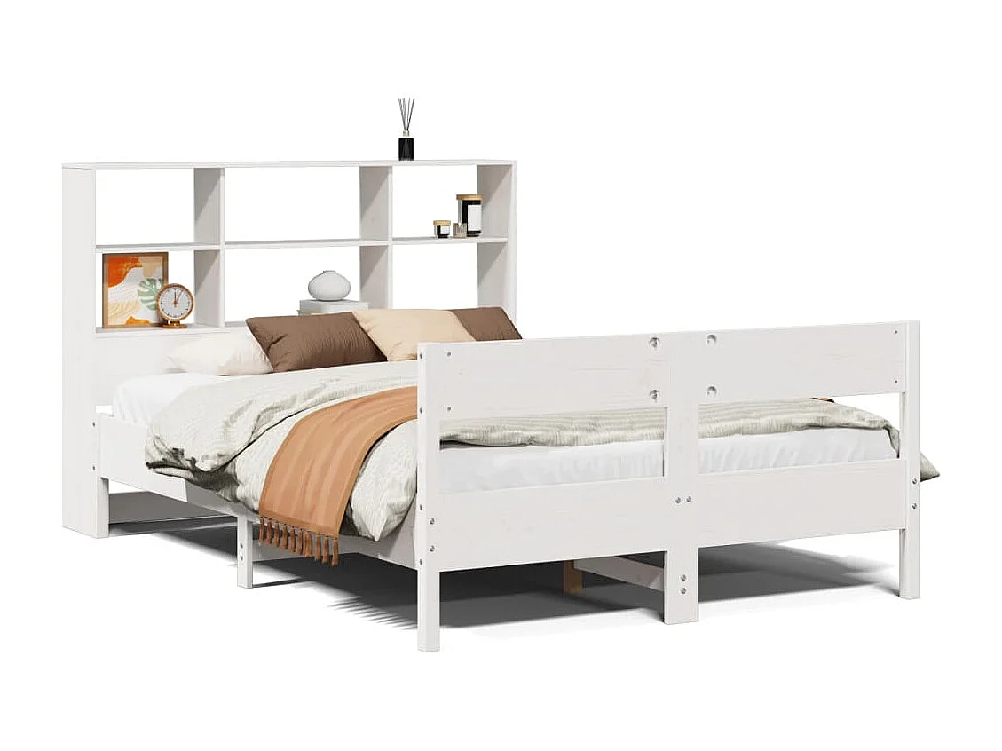 Letto libreria senza materasso bianco 120x190 cm in legno massello di pino