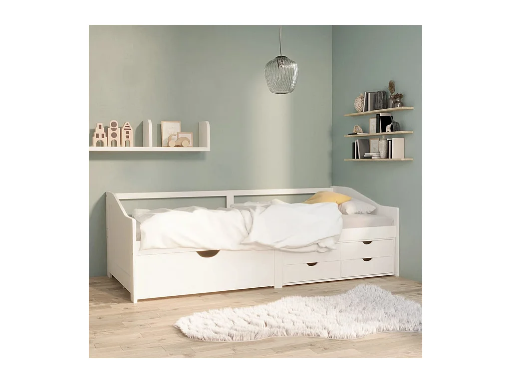 3-zits slaapbank met lades Wit Massief grenen 90x200 cm