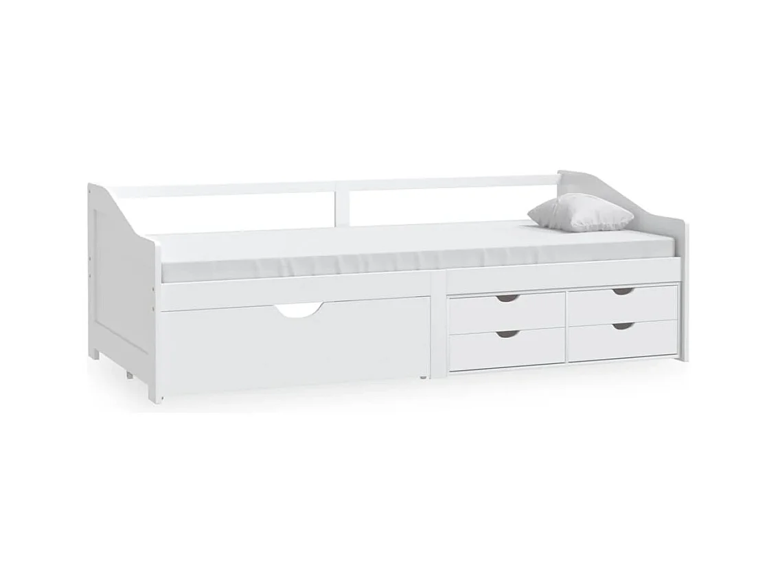 3-zits slaapbank met lades Wit Massief grenen 90x200 cm