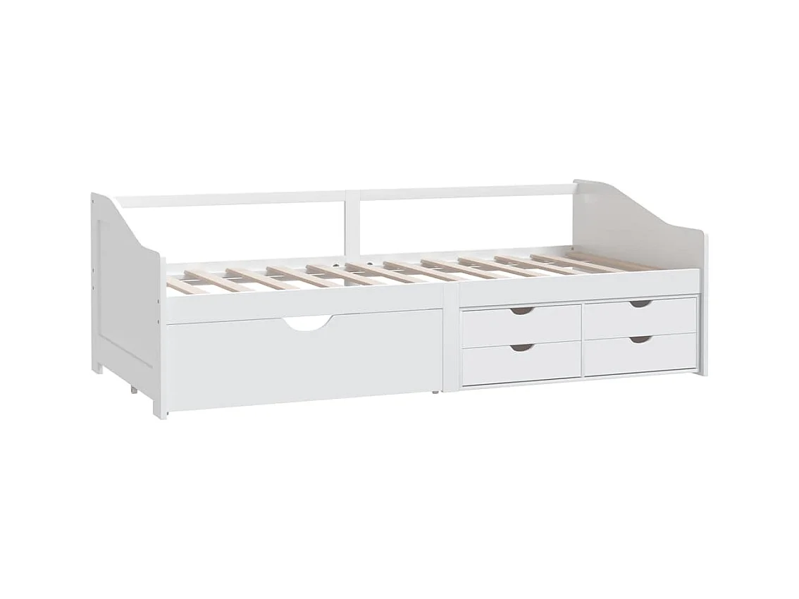 3-zits slaapbank met lades Wit Massief grenen 90x200 cm