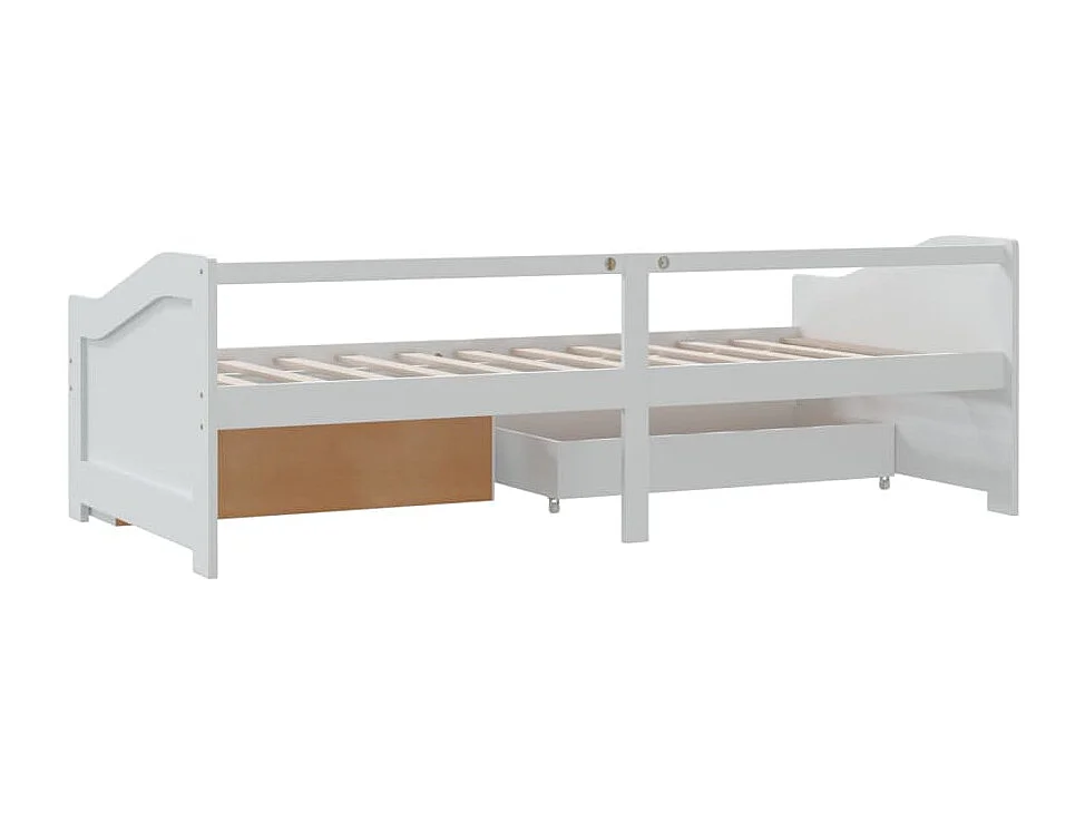 Diván 3 plazas con cajones Blanco Pino macizo 90x200 cm