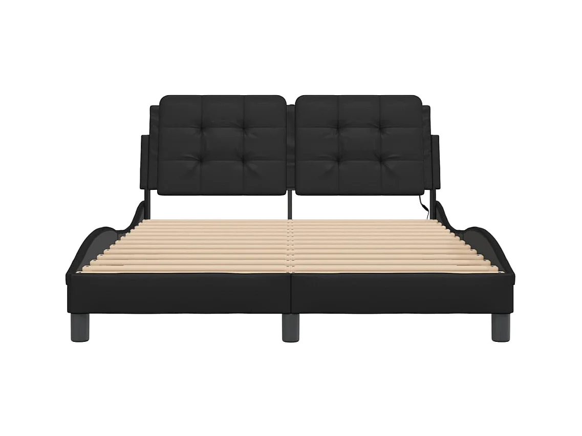 Cadre de lit avec LED sans matelas noir 140x200 cm