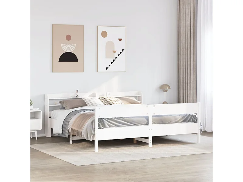 Struttura letto senza materasso bianco 180x200 cm in legno massello di pino
