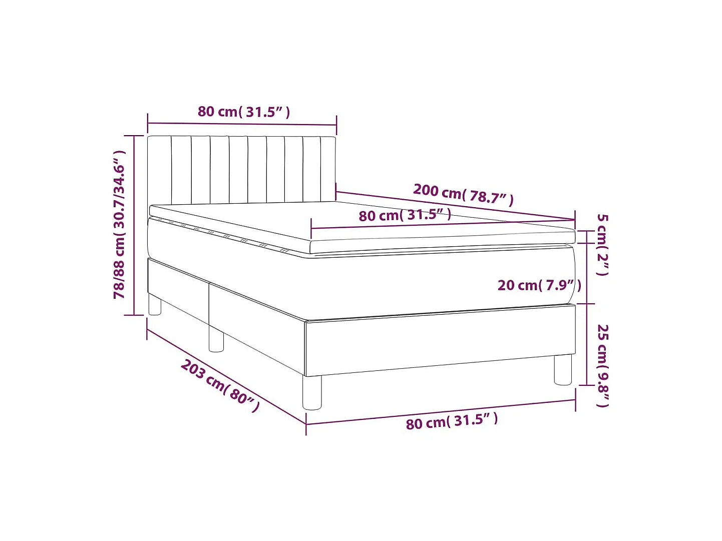 Lattenrost mit Matratze Taupe 80x200 cm Stoff