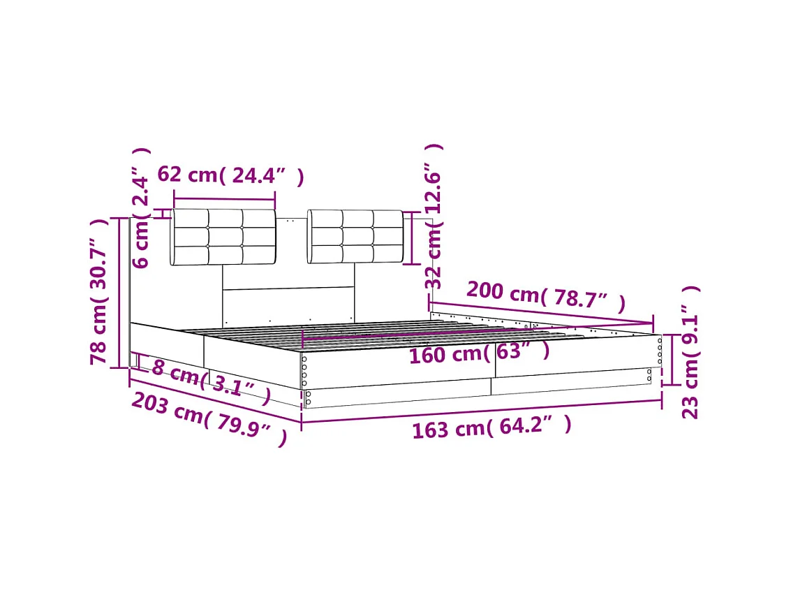 Bedframe zonder matras wit 160x200 cm