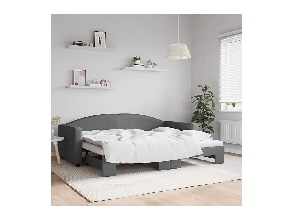 Divano letto con letto estraibile senza materasso grigio scuro 90x200 cm