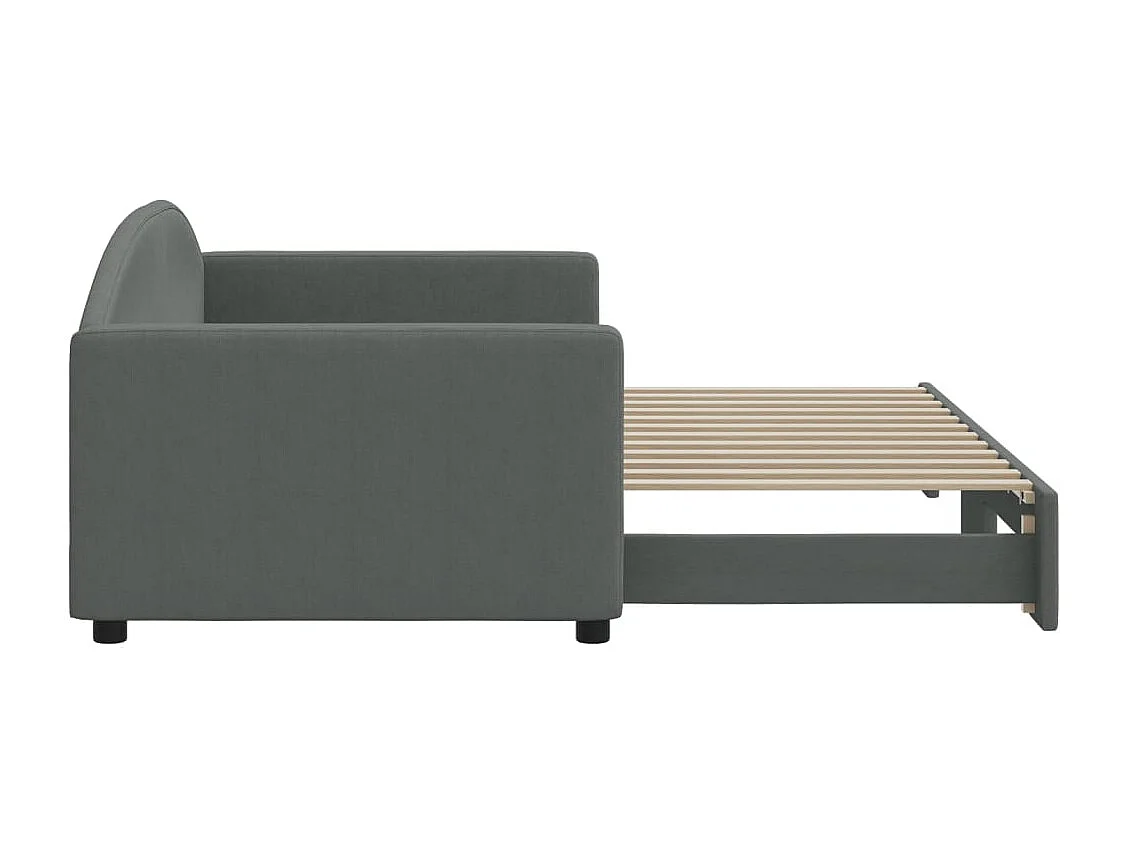 Lit de jour avec gigogne sans matelas gris foncé 90x200 cm