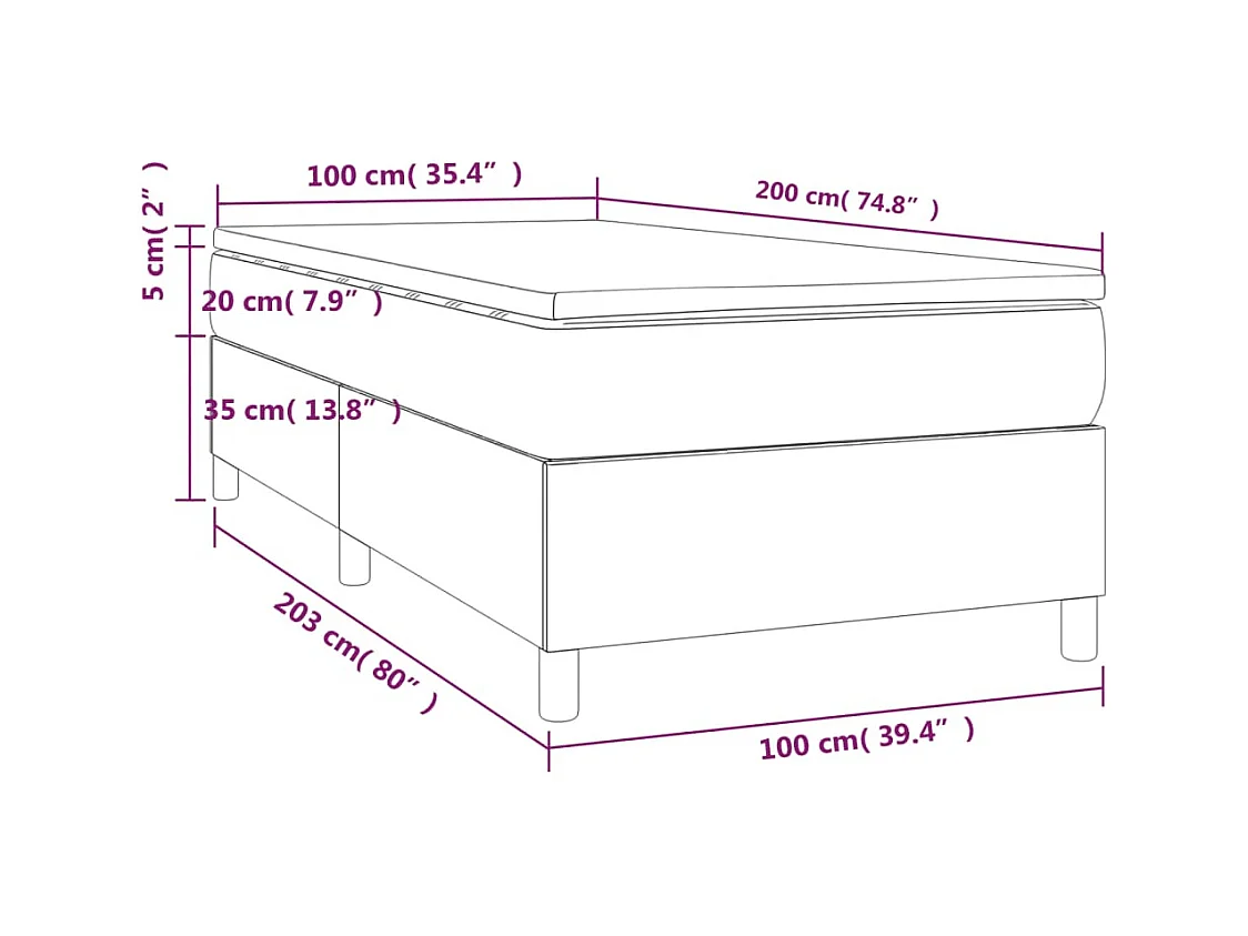 Lichtgrijze 100x200cm fluwelen lattenbodem en matras