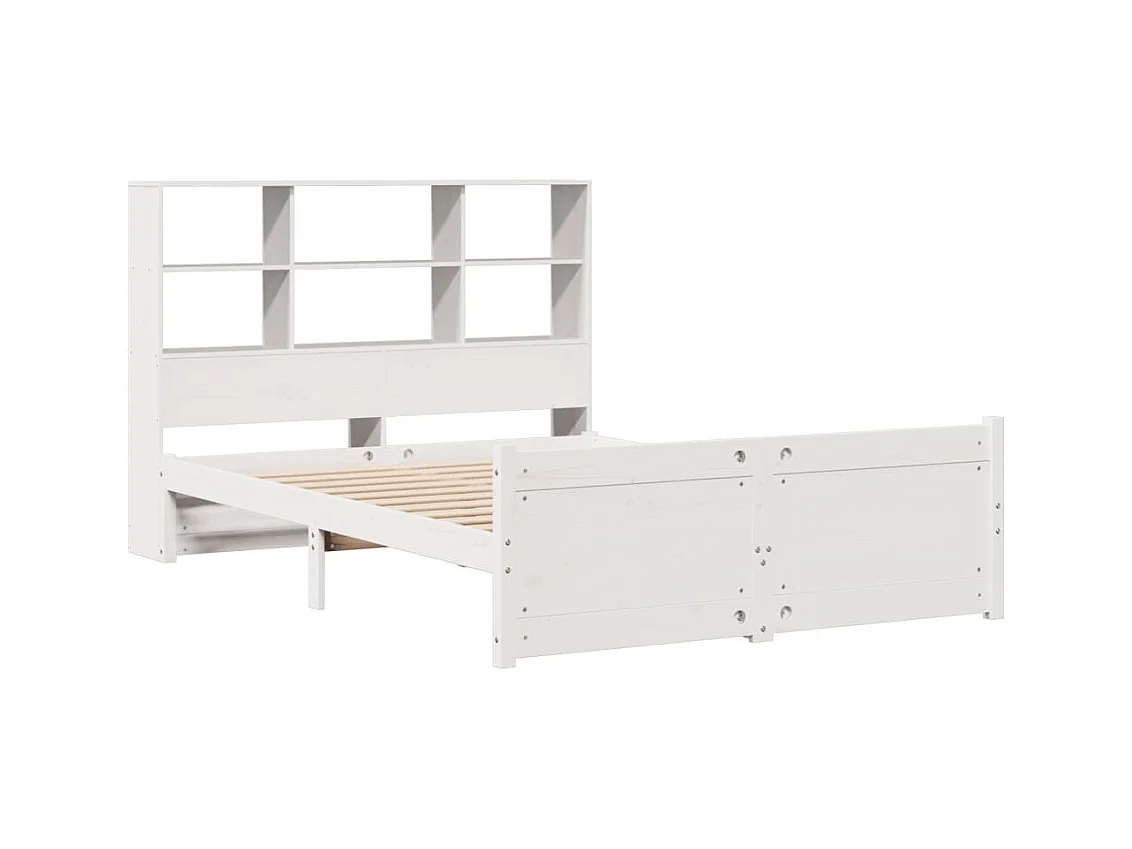 Lit bibliothèque sans matelas blanc 160x200 cm bois pin massif