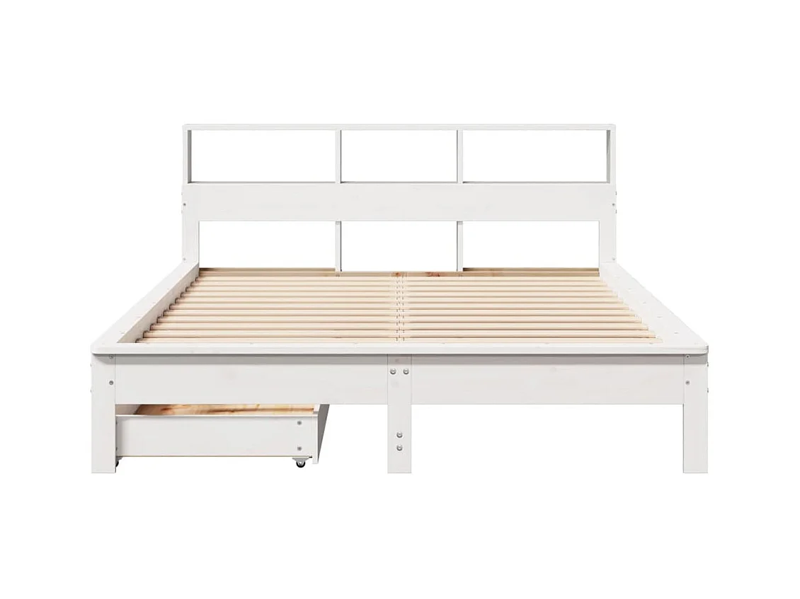 Cama librería blanca sin colchón 140x200 cm madera maciza de pino