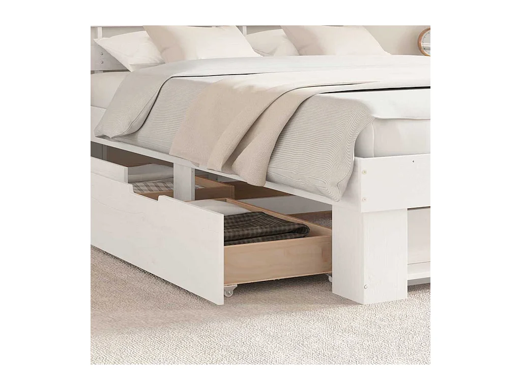 Bedframe met lade Wit 140 x 200 cm Massief grenenhout