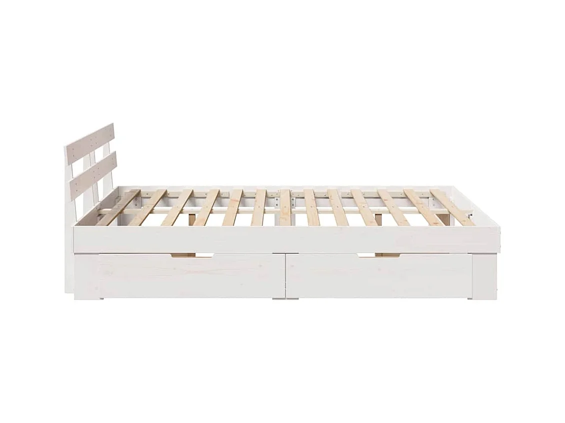 Bedframe met lade Wit 140 x 200 cm Massief grenenhout