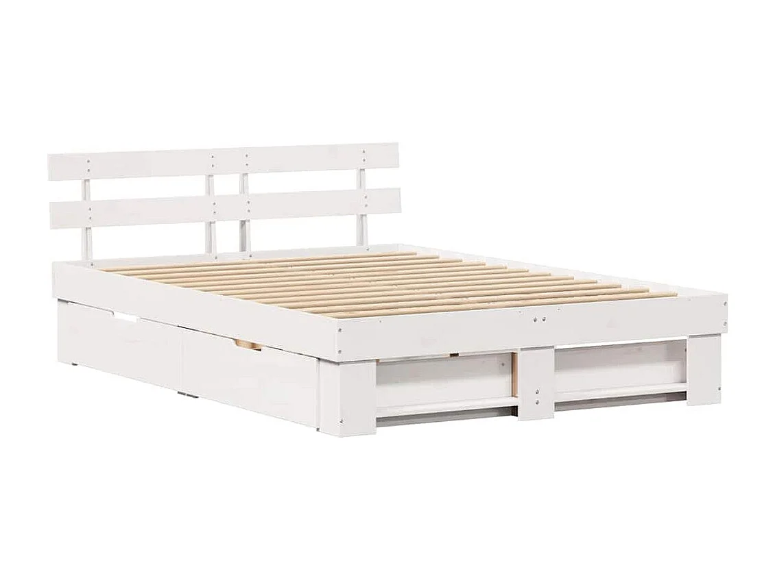 Estructura de cama con cajón Blanco 140 x 200 cm Madera maciza de pino