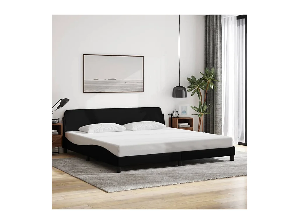 Estructura de cama sin colchón tela negra 200x200 cm