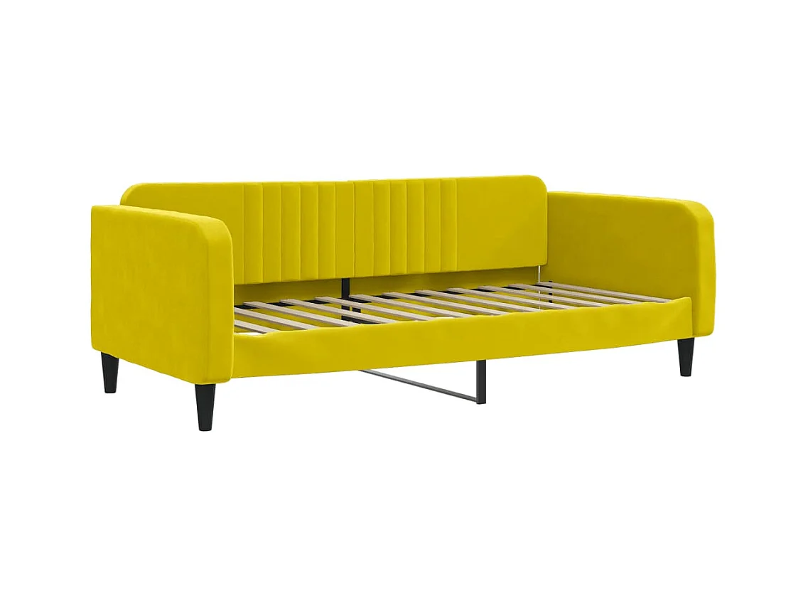 Divano letto senza materasso giallo 90x200 cm velluto