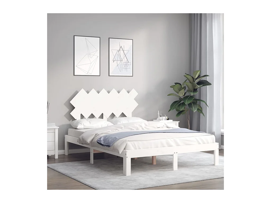Bettgestell ohne Matratze weiß 120x200 cm Kiefer Massivholz