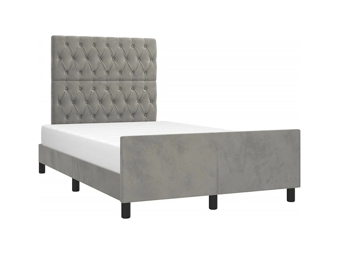 Estructura de cama sin colchón gris claro 120x190 cm terciopelo