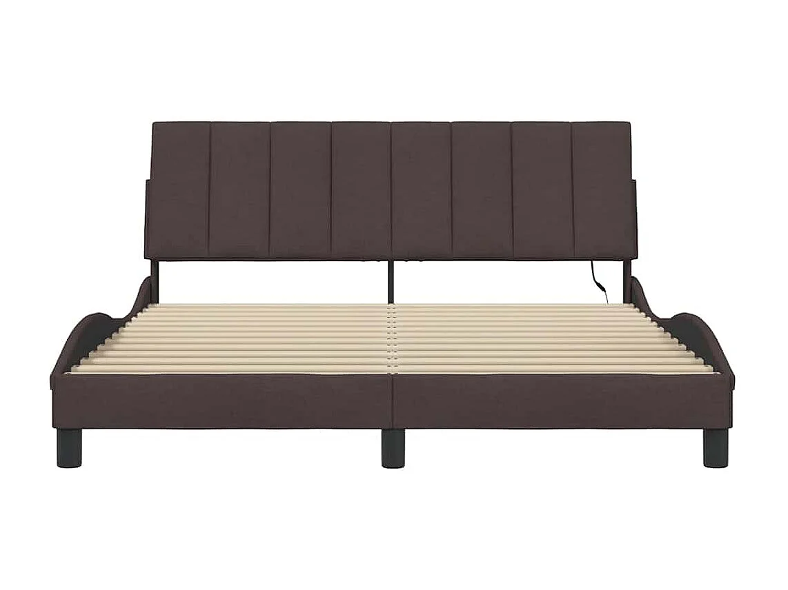 Estructura de cama sin colchón de tela marrón oscuro 160x200 cm