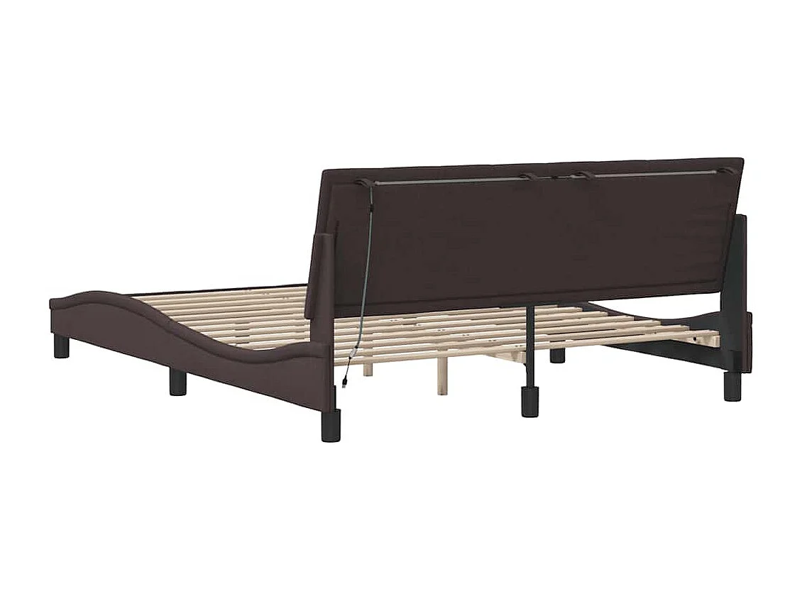 Estructura de cama sin colchón de tela marrón oscuro 160x200 cm