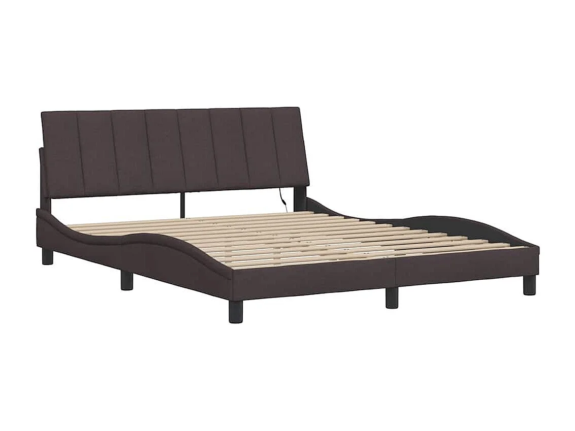 Cadre de lit sans matelas marron foncé 160x200 cm tissu