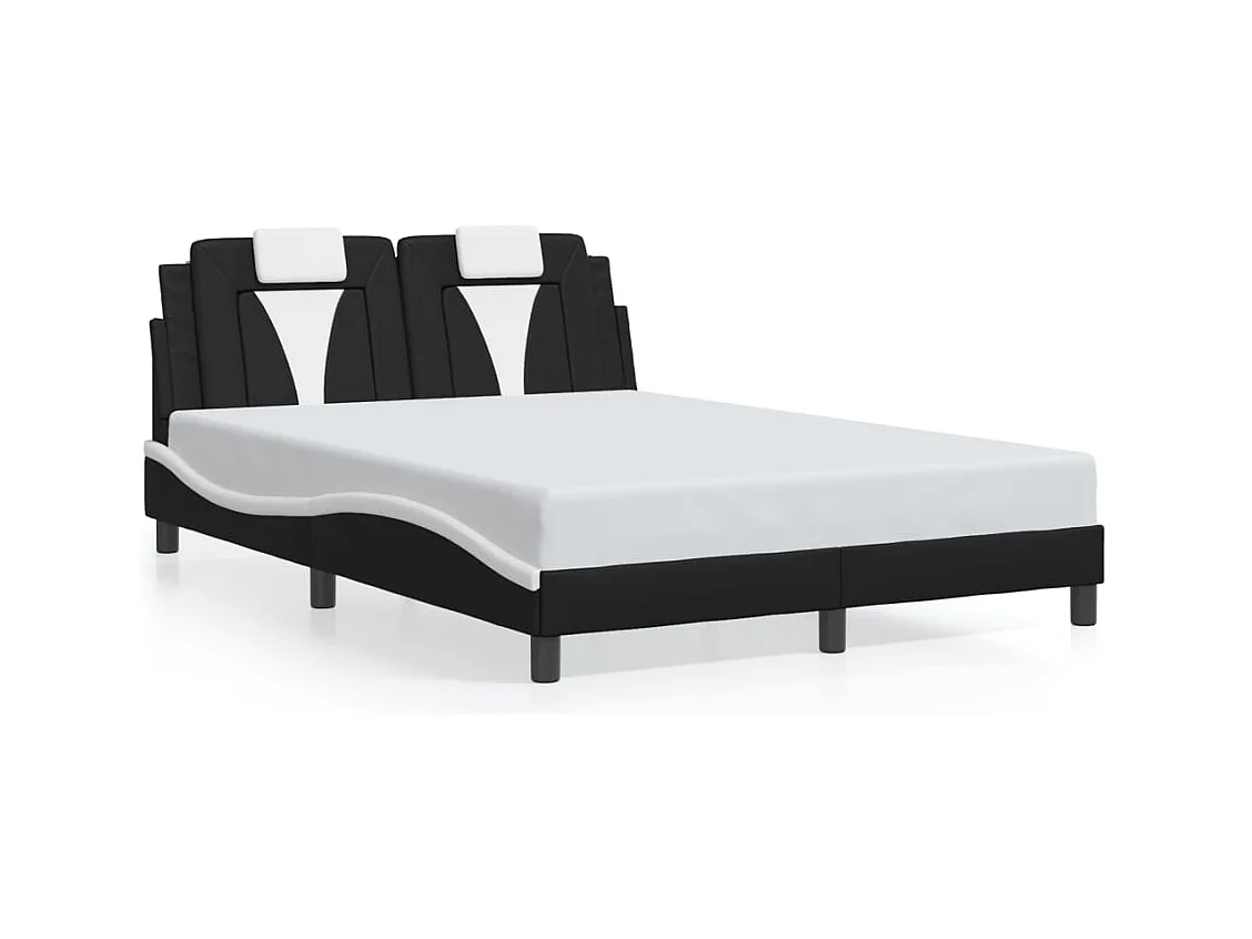 Struttura letto senza materasso nero e bianco 140x190 cm in similpelle