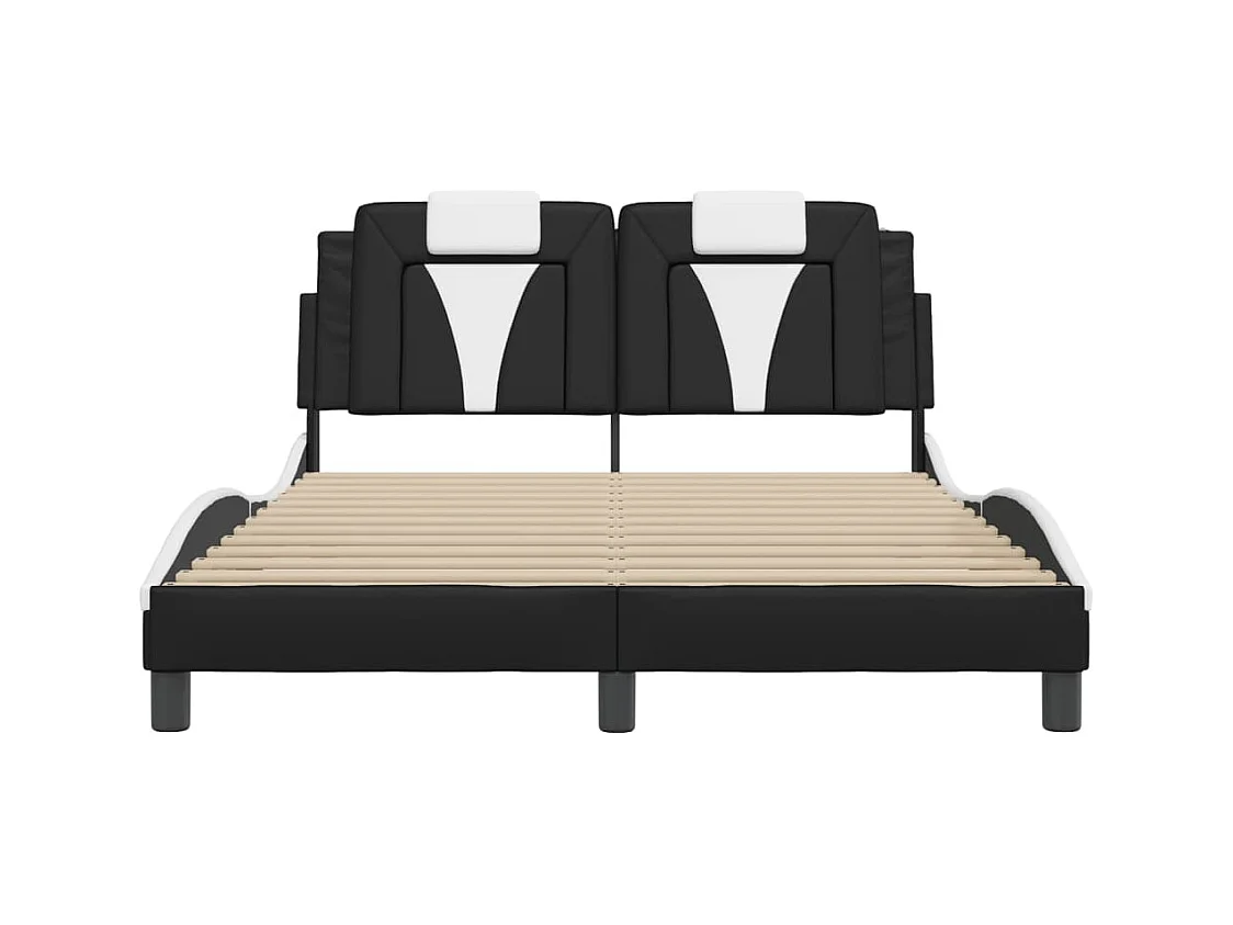 Struttura letto senza materasso nero e bianco 140x190 cm in similpelle