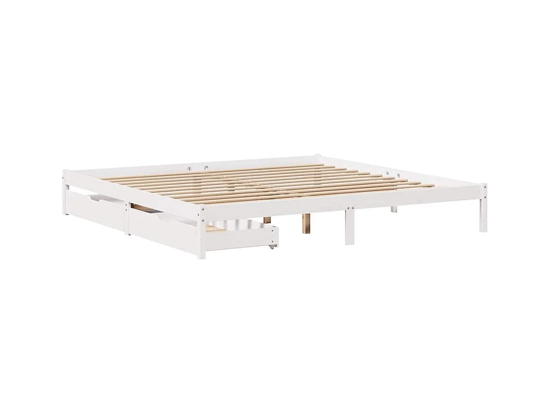 Struttura letto senza materasso bianco 180x200 cm in legno massello di pino