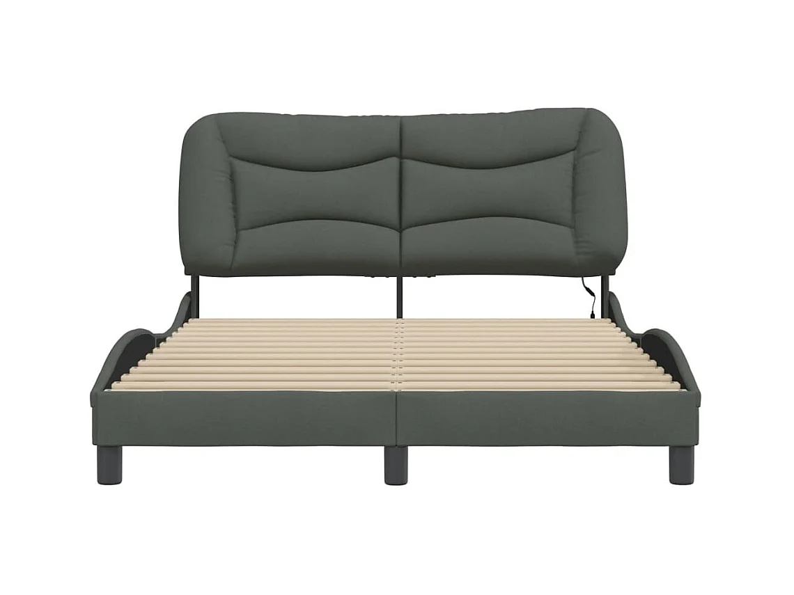 Bedframe met LED zonder matras donkergrijs 140x190 cm stof