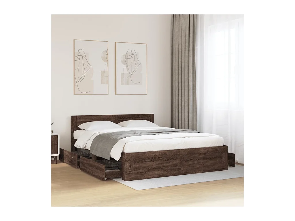 Cabecero de cama sin colchón roble marrón 160x200 cm