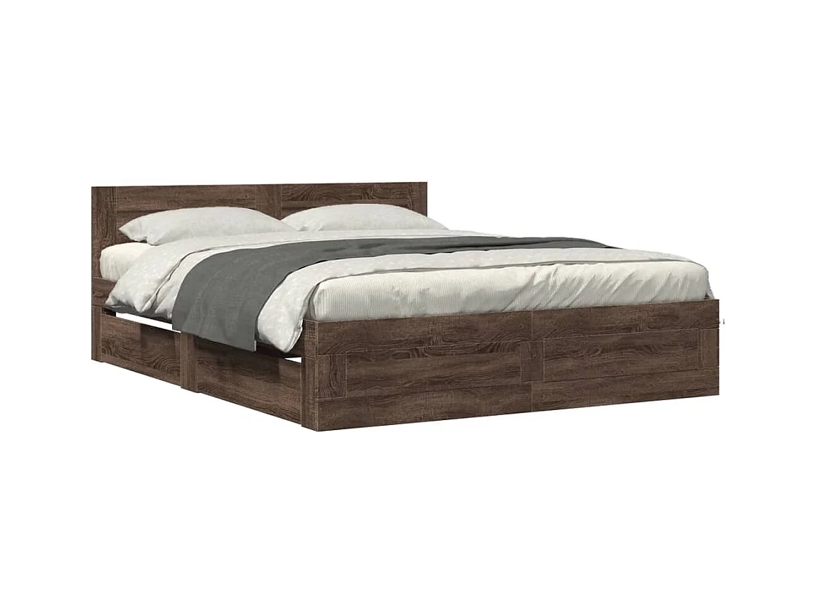 Bedframe hoofdbord zonder matras bruin eiken 160x200 cm