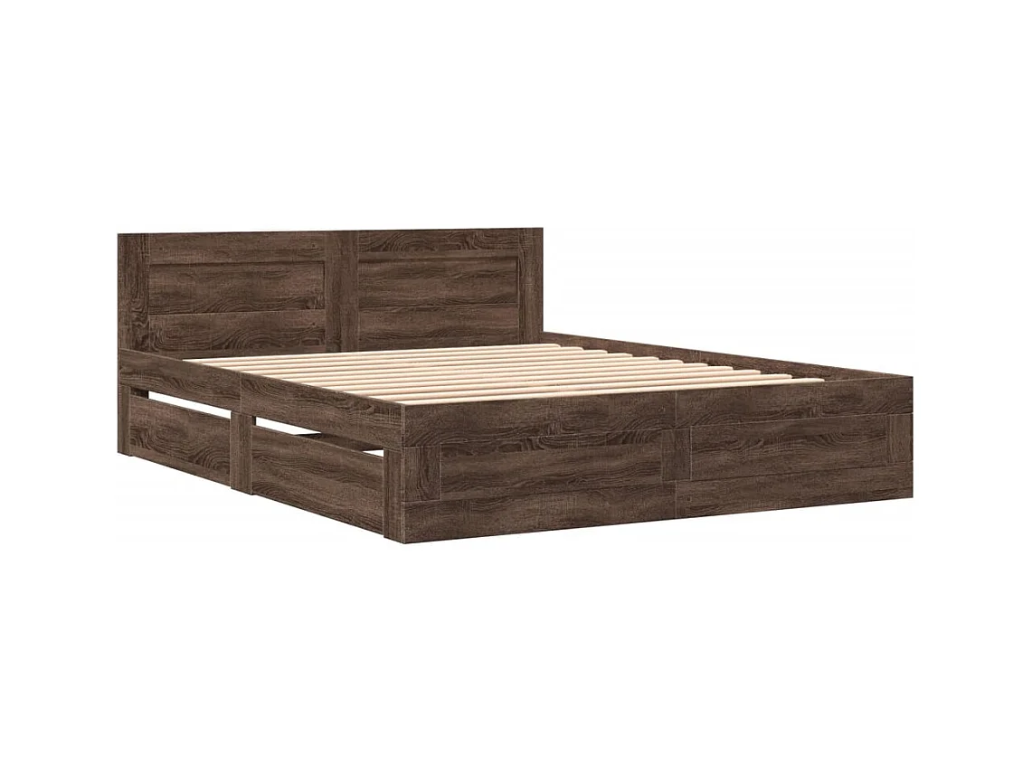 Bedframe hoofdbord zonder matras bruin eiken 160x200 cm