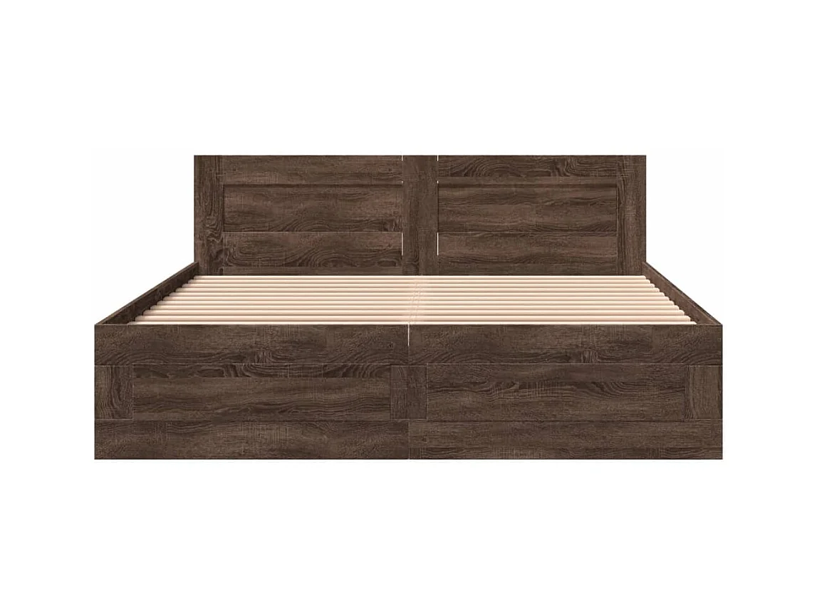 Bedframe hoofdbord zonder matras bruin eiken 160x200 cm