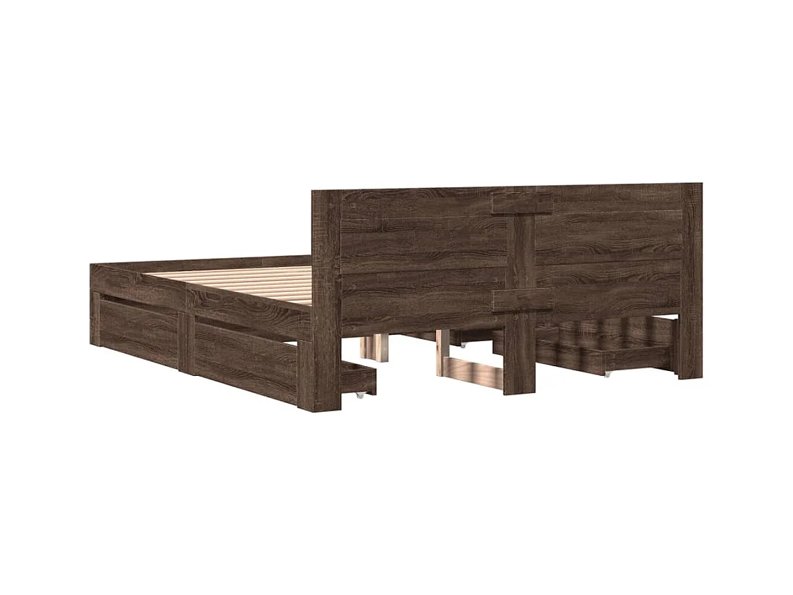Bedframe hoofdbord zonder matras bruin eiken 160x200 cm