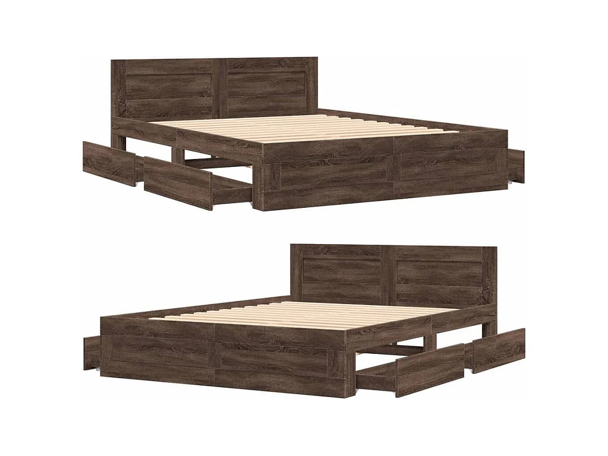 Bedframe hoofdbord zonder matras bruin eiken 160x200 cm