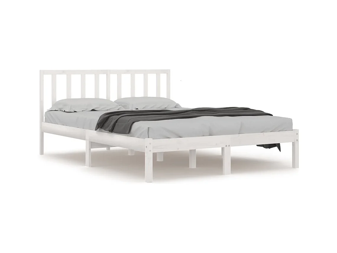 Bedframe zonder matras wit massief grenenhout 200x200 cm