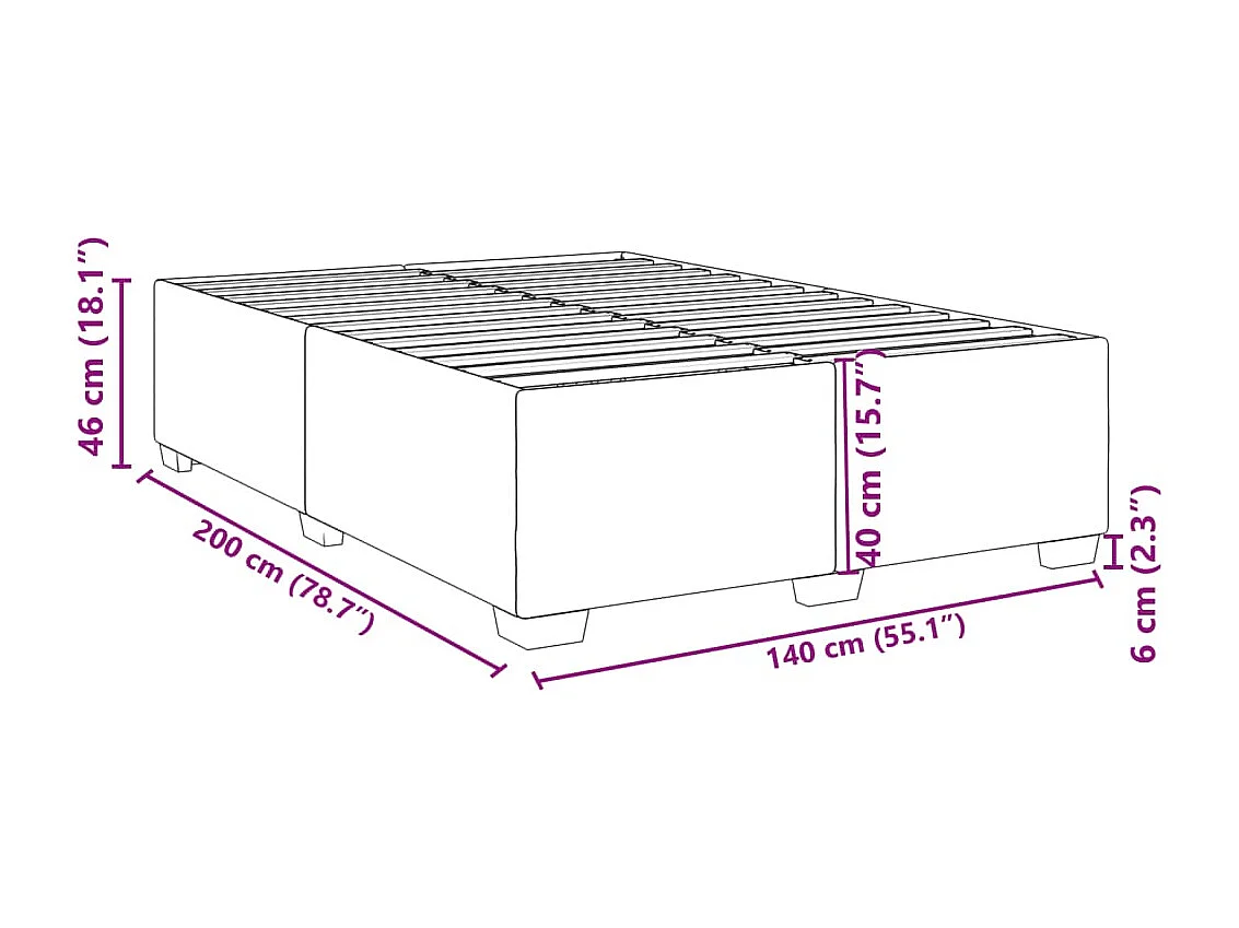 Bedframe zonder matras lichtgrijs 140x200 cm fluweel
